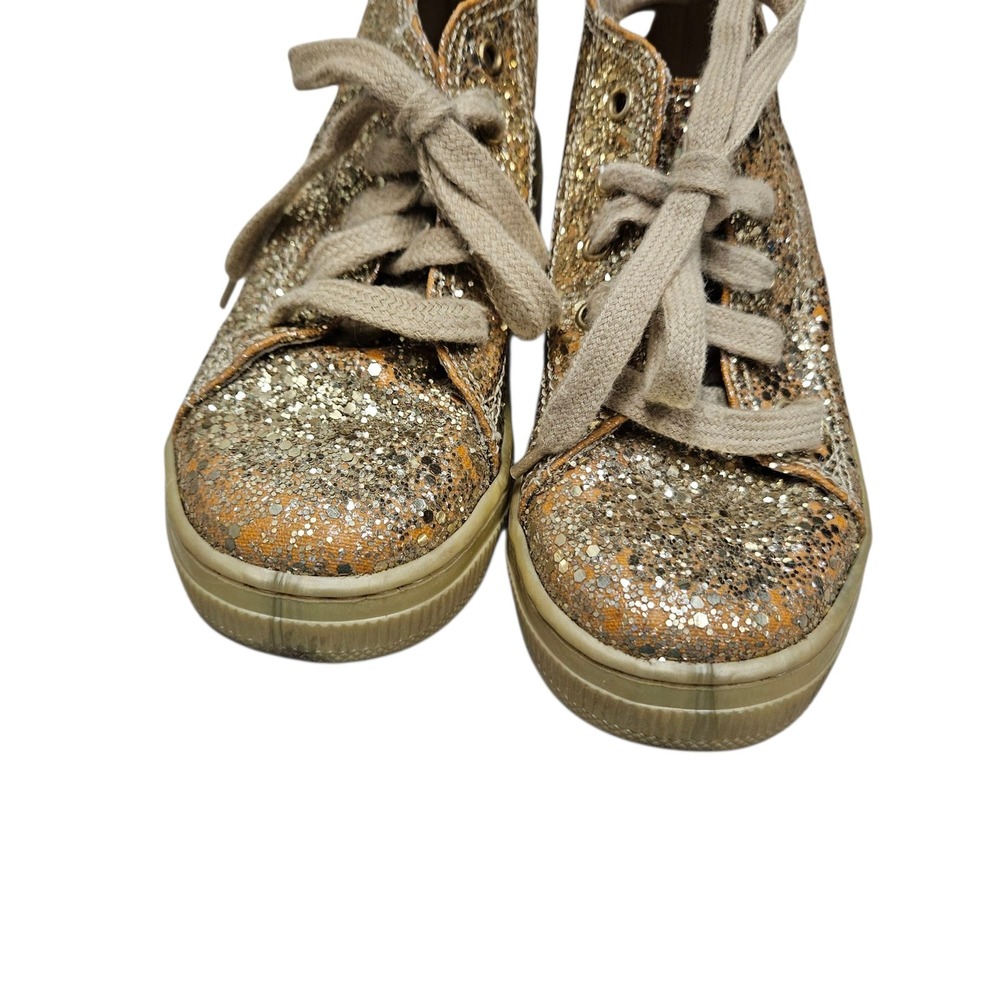 I Pinco Pallino Italy Glitter‎ Sneakers Sparkly Gold Lace Up Shoes Kids 26 9 - Picture 8 of 12